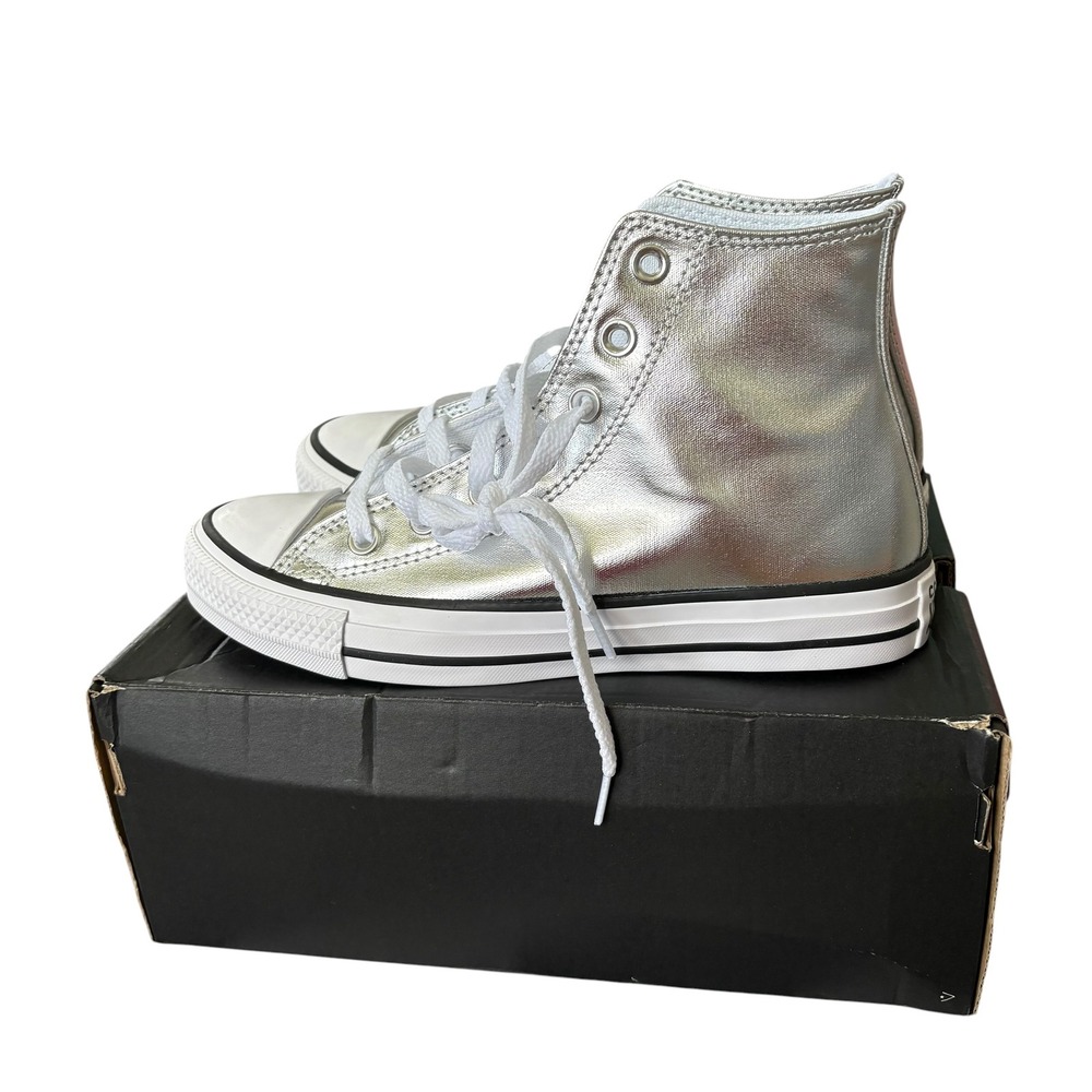 Converse Chuck Taylor All Star Metallic Silver High Top Sneakers Womens Sz 7 New